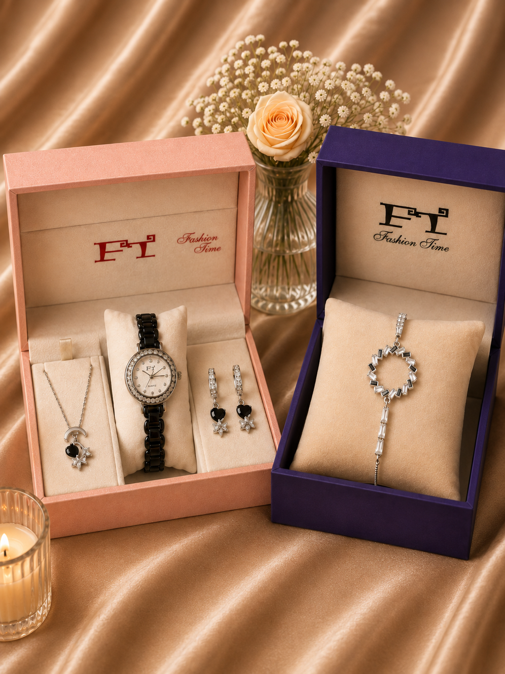 FT Luxury Gift Box Set — Watch, Necklace & Earrings