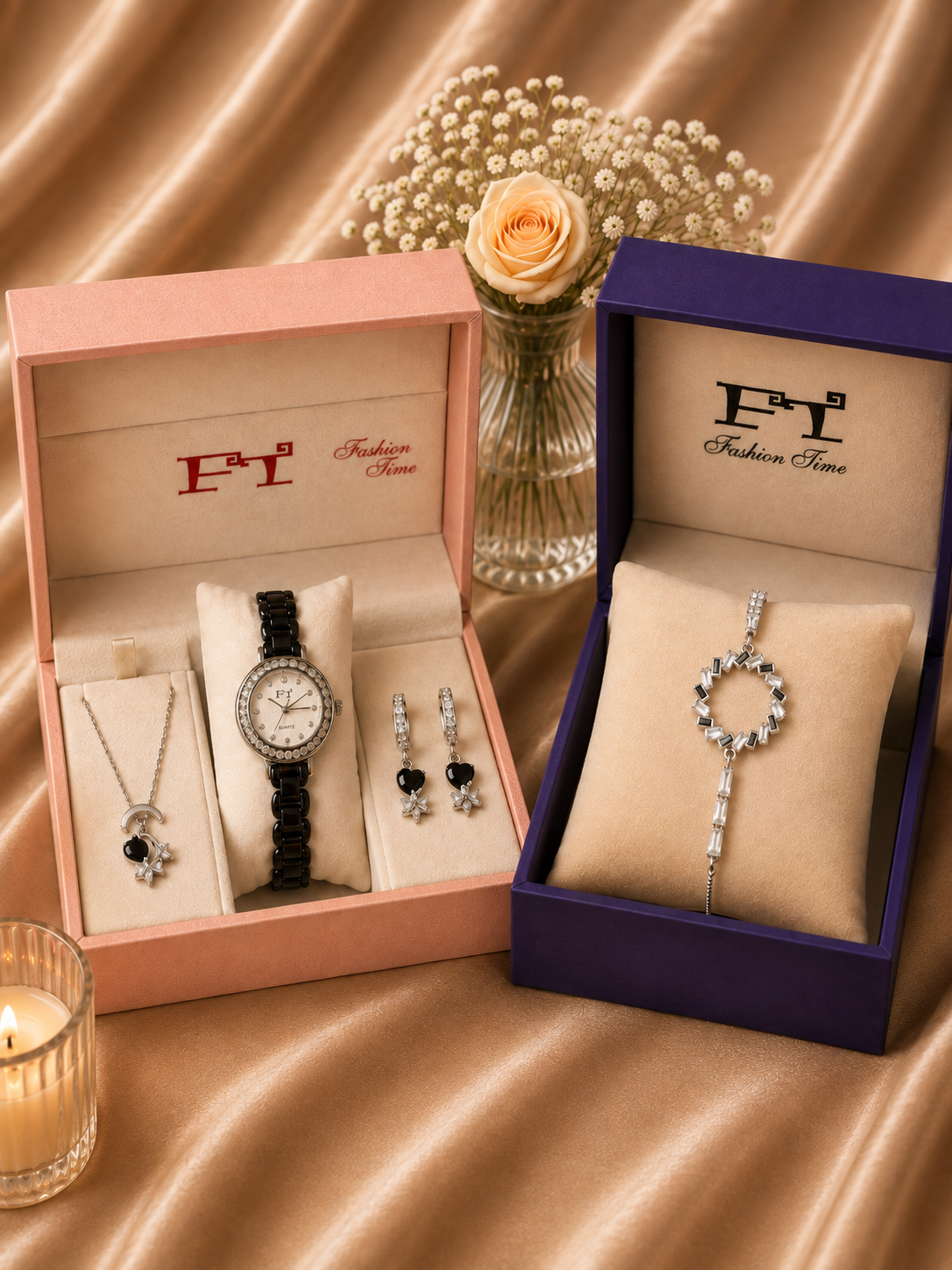 FT Luxury Gift Box Set — Watch, Necklace & Earrings
