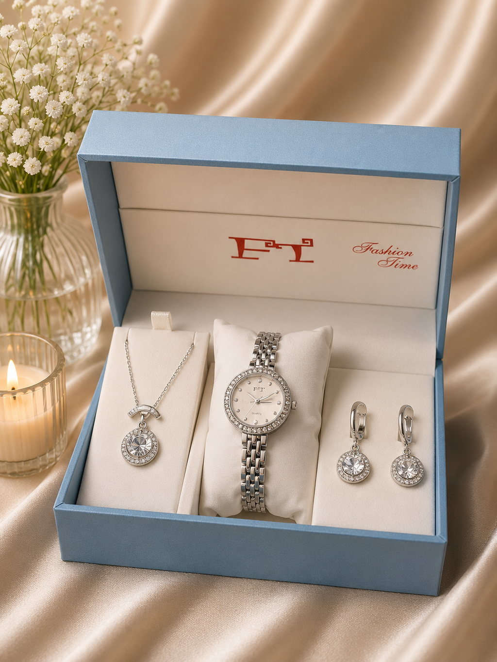 FT Luxury Gift Box Set — Watch, Necklace & Earrings