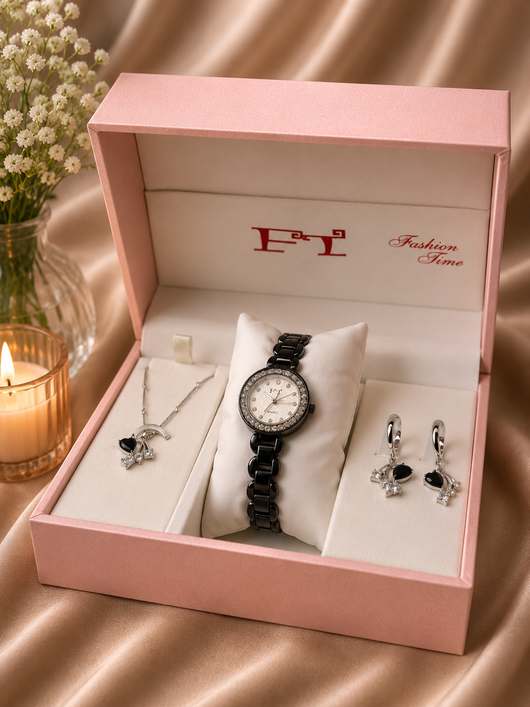 FT Luxury Gift Box Set — Watch, Necklace & Earrings