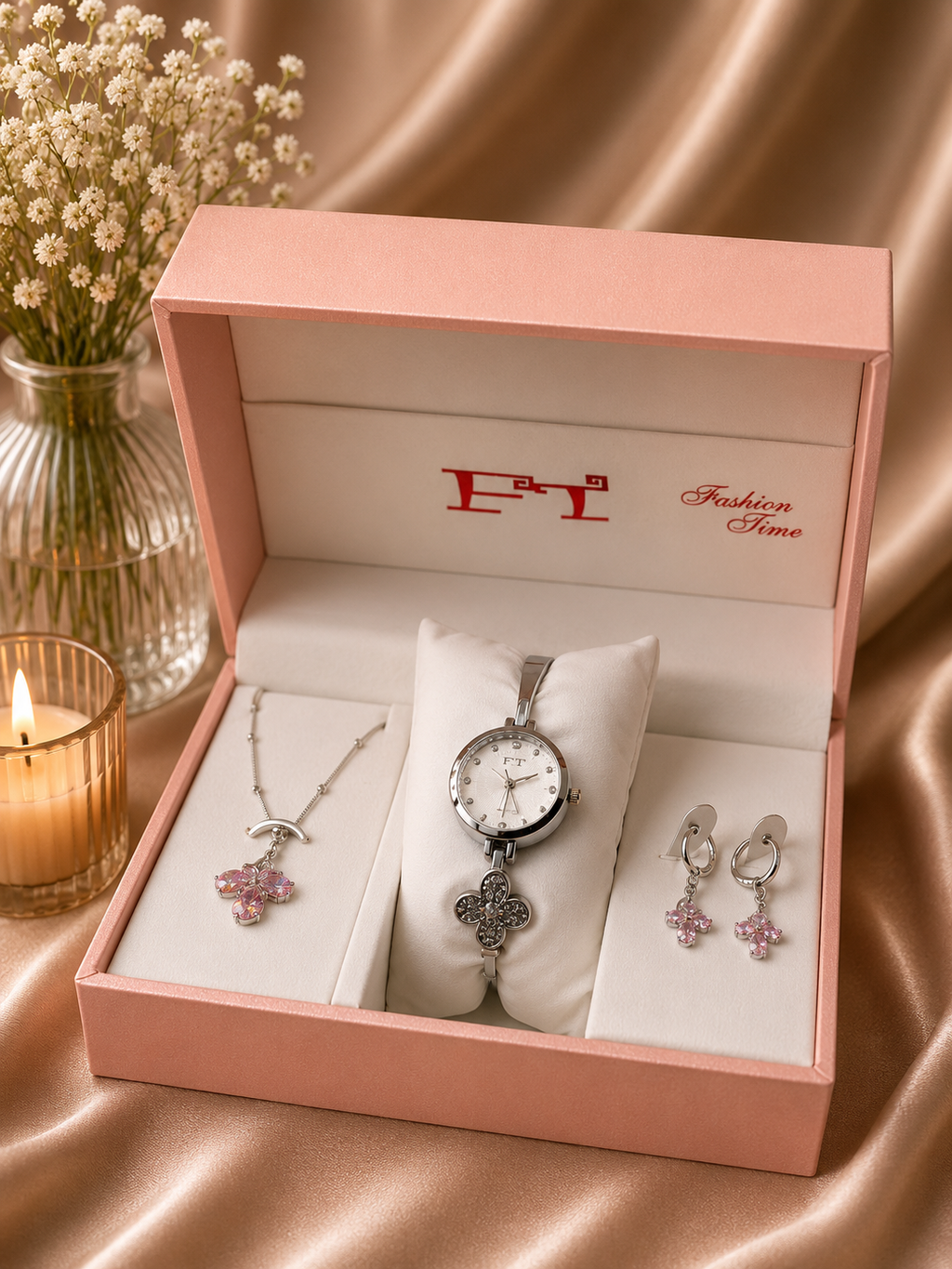 FT Luxury Gift Box Set — Watch, Necklace & Earrings