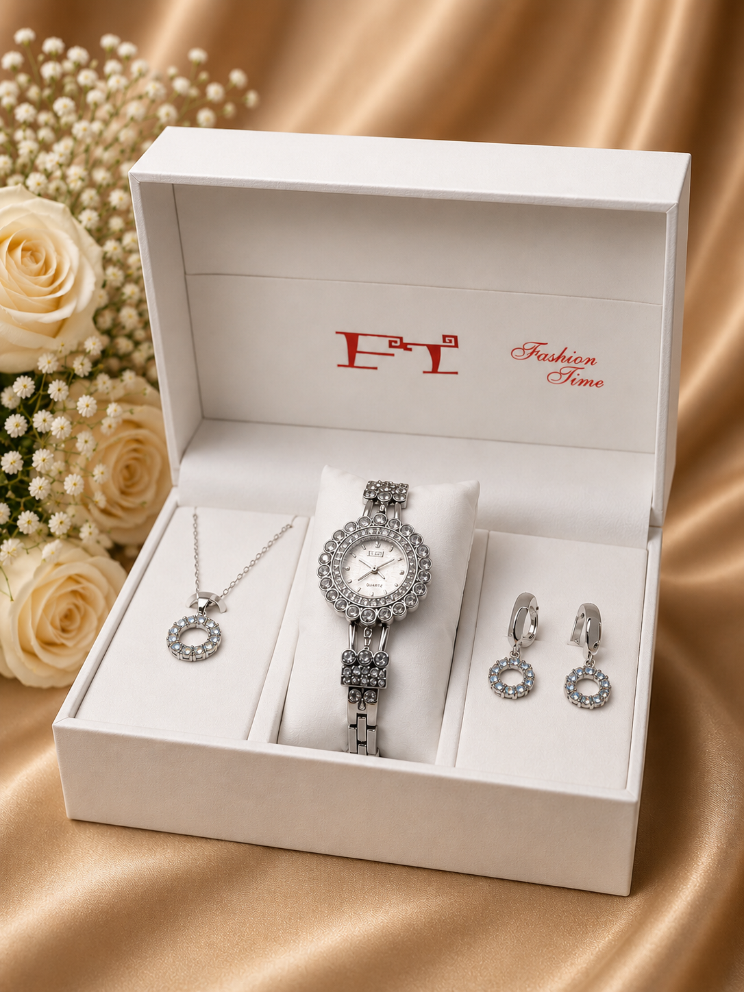 FT Luxury Gift Box Set — Watch, Necklace & Earrings